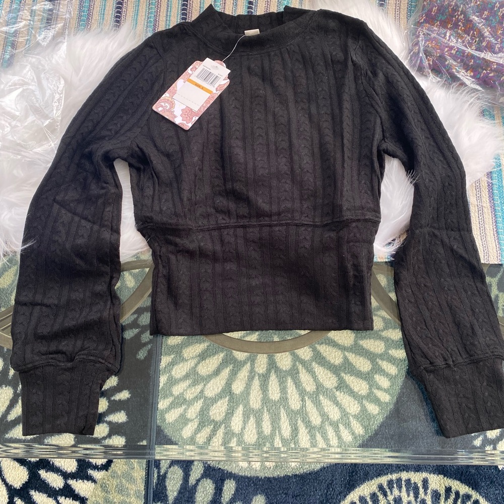 NWT Band of the free Black Ribbed Long Sleeve Top size small - Picture 9 of 9